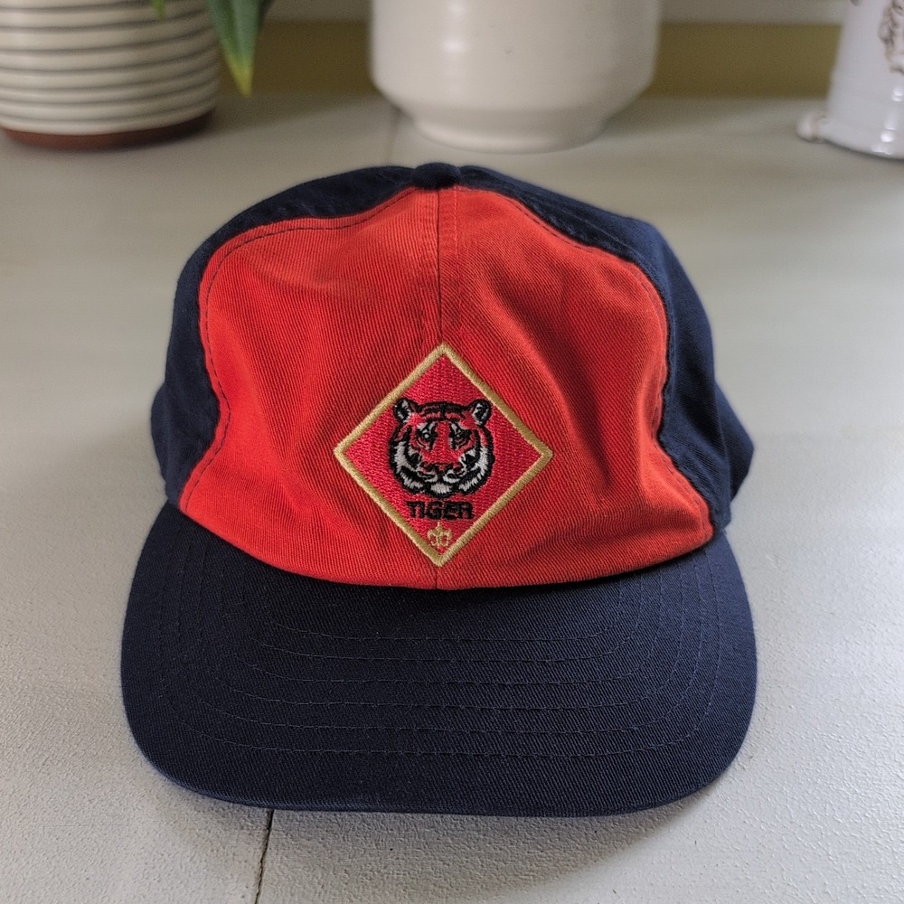 Cub Scouts Tiger Rank Baseball Cap Boys Size M/L Orange Navy adjustable
